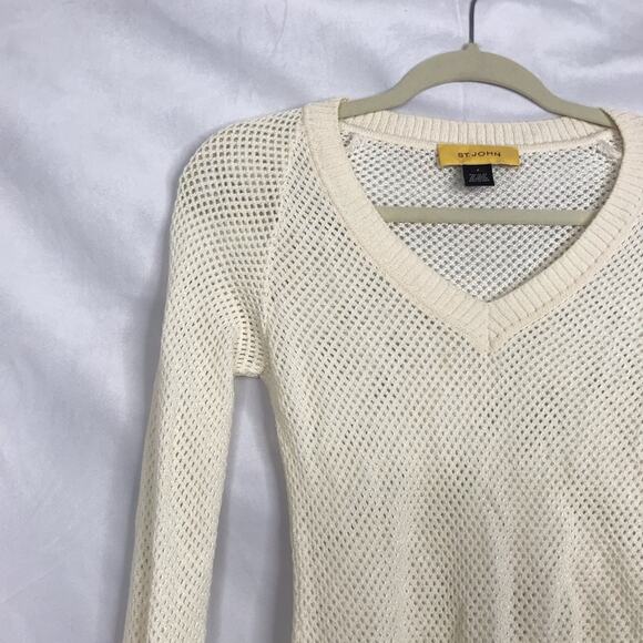 St. John wool blend open knit fitted sweatere - Picture 4 of 9